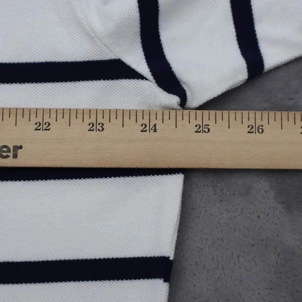 Polo Ralph Lauren Shirt Mens XL White Blue Rugby Golf Striped Short Sleeve
